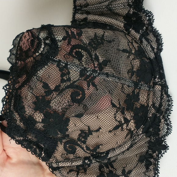 Victoria's Secret Black Lace Push Up Without Padding Underwire Bra 34DD - Picture 2 of 12